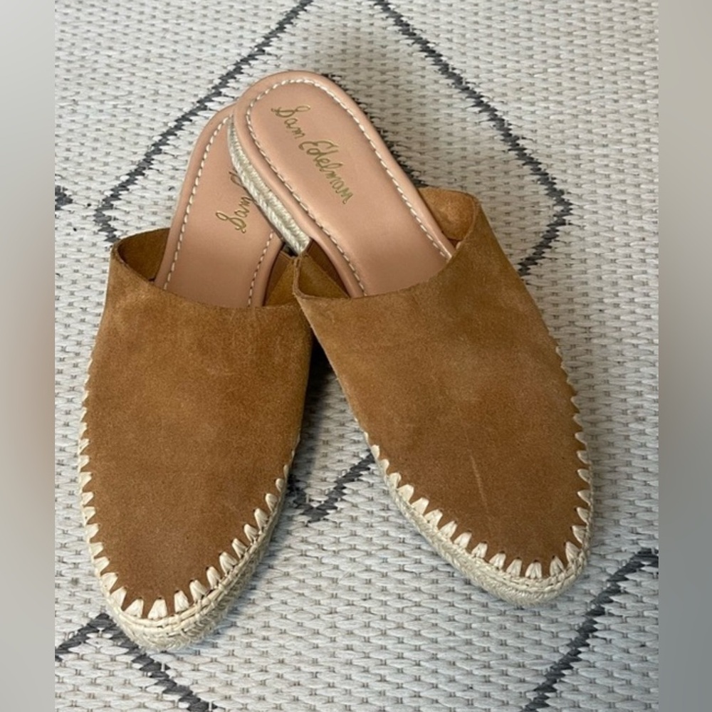 Sam Edelman Tan Mules with Whipstitch Detail